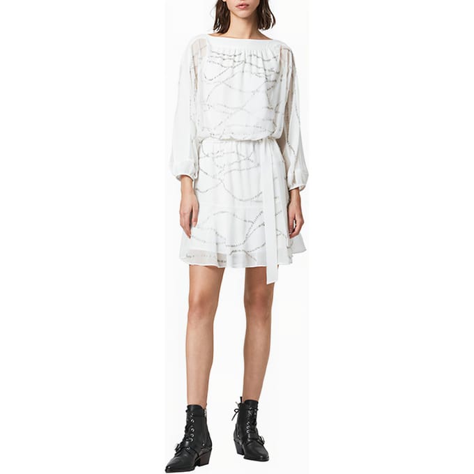 AllSaints Laci Embellished Dre Chalk White Taglia: 34 | Abiti Mini Outlet | Donna | Bianco