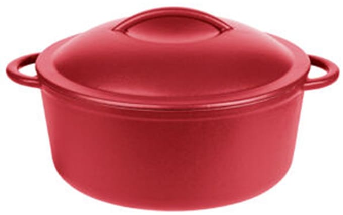 GSW Gietijzeren kookpan - Ø 24 cm - Matt Rood - Met deksel