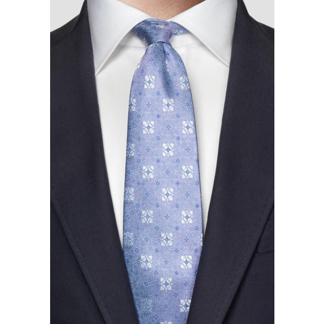 Eton Floral Silk Stropdassen Lichtblauw 100010851