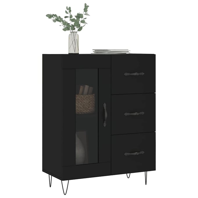 vidaXL - Dressoir - 69,5x34x90 - cm - bewerkt - hout - zwart