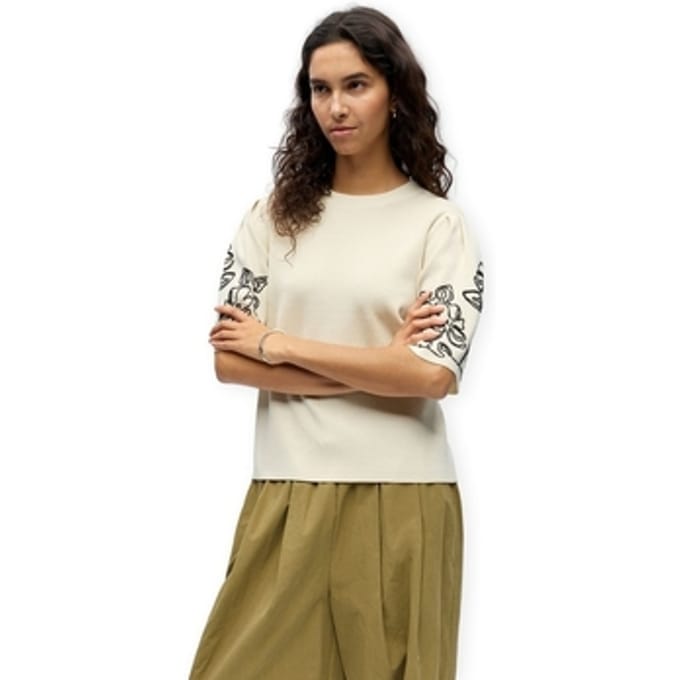 Blouse Object Flora Knit - Birch/Black