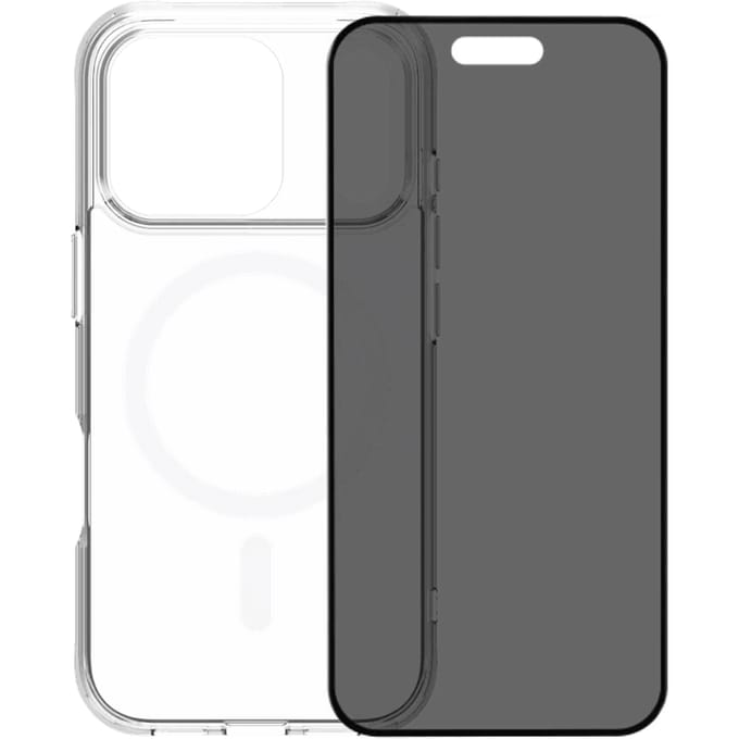 BlueBuilt Protective Back Cover met MagSafe iPhone 17 Pro Transparant + BlueBuilt iPhone 17 Pro Privacy Screenprotector Glas