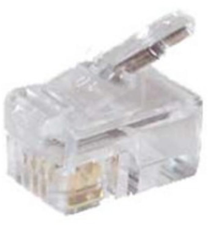 RJ10 krimp connector (4P4C) voor ronde telefoonkabel - per stuk / transparant