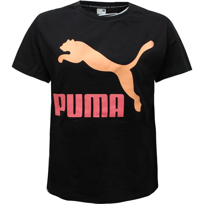 Puma Womens Classics Logo Tee Grafisch T-shirt Zwart Top 596512 91