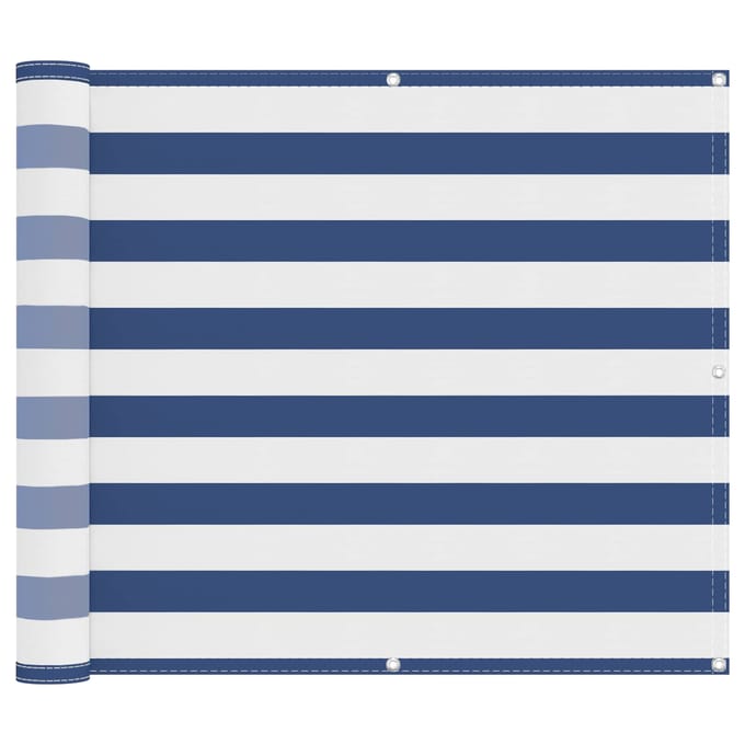 vidaXL - Balkonscherm - Blauw - en - Wit - 100 - x - 700 - cm - Oxford - Stof