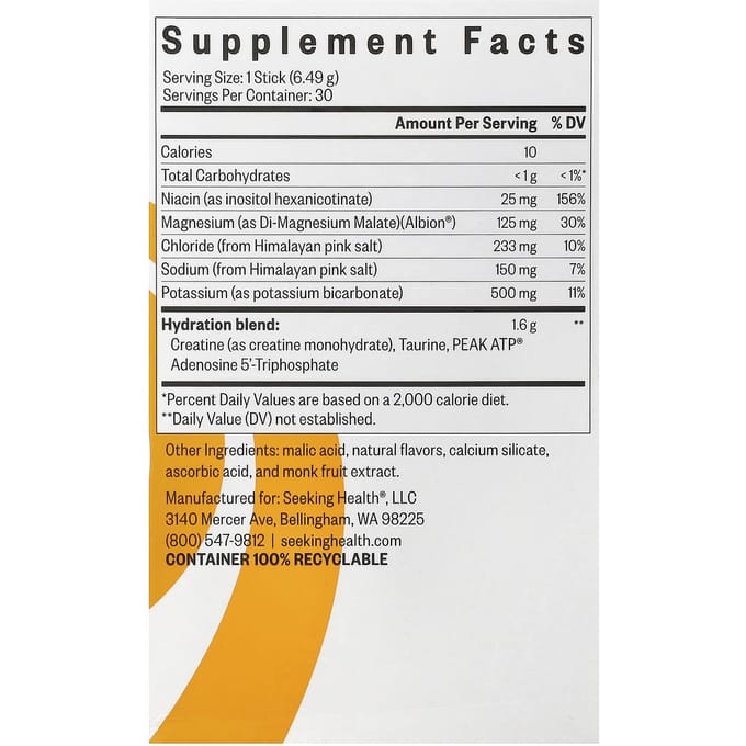 Seeking Health, Optimal Electrolyte, Orange, 30 Comprimés, 6,49 g (0.229oz) Chaque