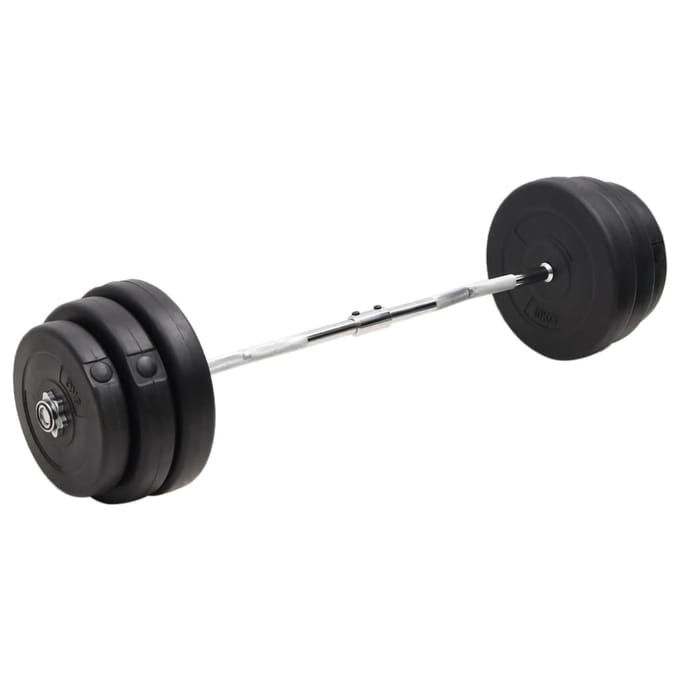 vidaXL - Halter - gebogen - met - gewichten - 90 - kg