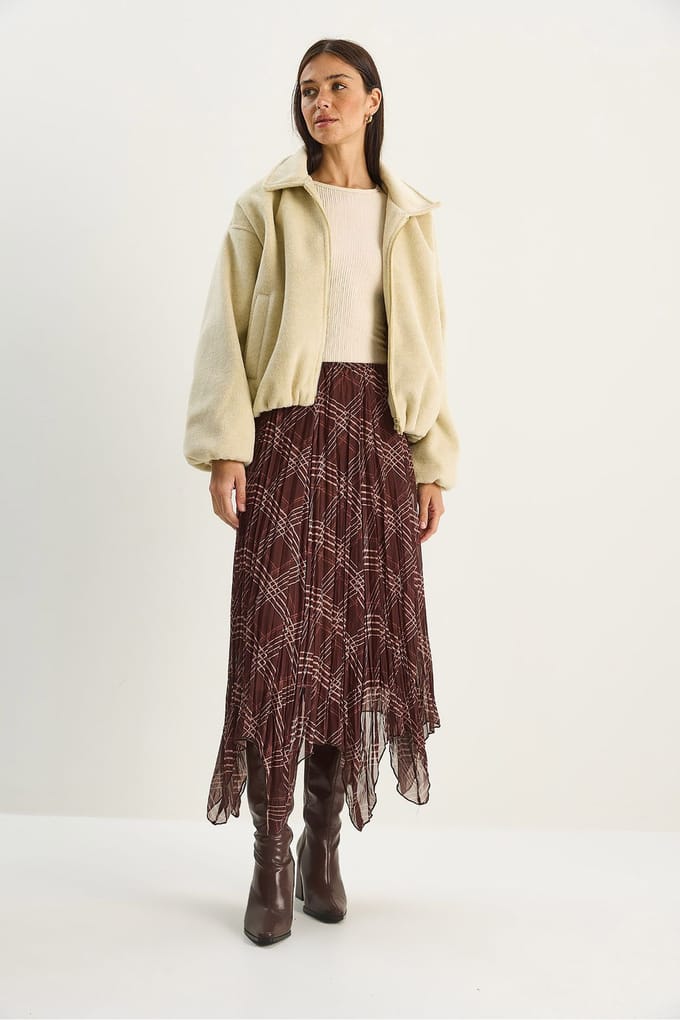 Geklede Ruit Midi Rok