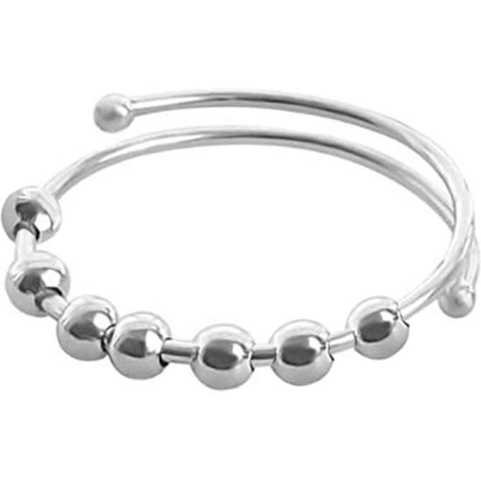 Fidget Ring Open Ontwerp Verstelbare Roestvrij Staal Vingerring Accessoire voor Mannen Vrouwen gray