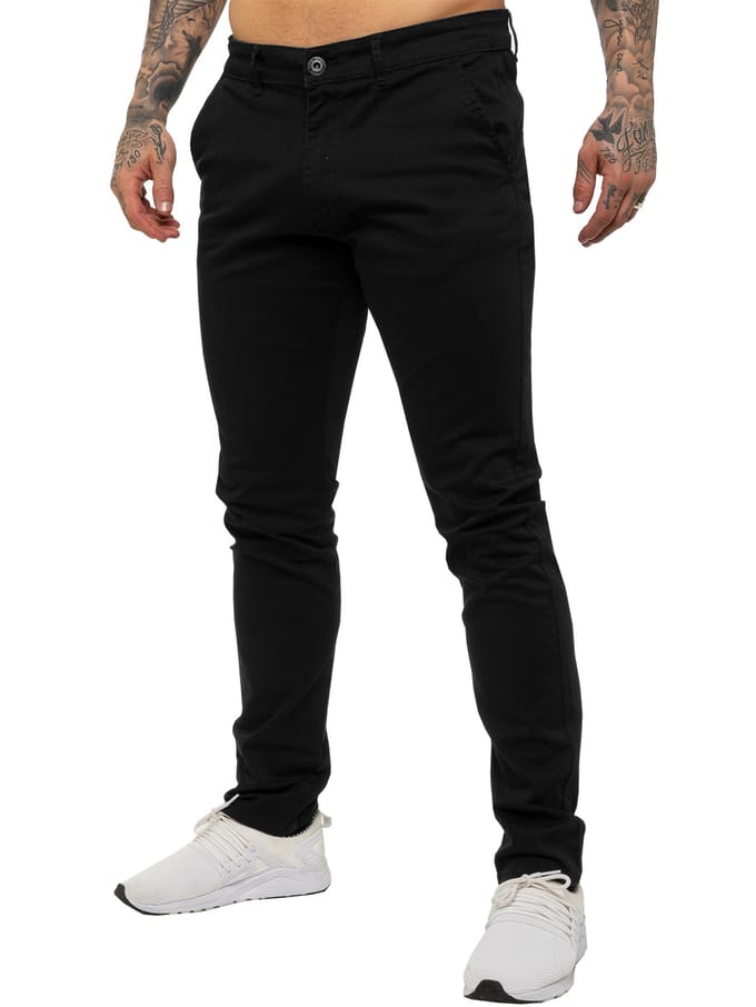 Enzo | Heren Slim Fit Stretch Chino Jeans - Zwart