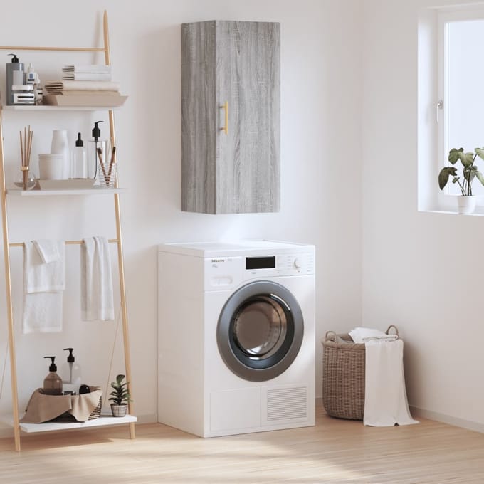vidaXL - Bovenkast - 34,5x34x90 - cm - grijs - sonoma - eikenkleurig