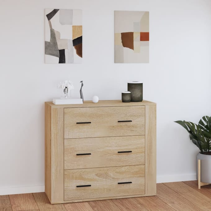 vidaXL - Dressoir - 80x33x70 - cm - bewerkt - hout - sonoma - eikenkleurig