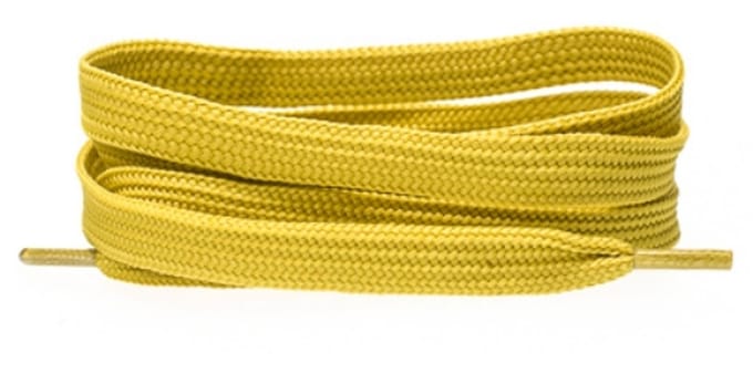 Platte schoenveters 8mm polyester Mosterd 90cm