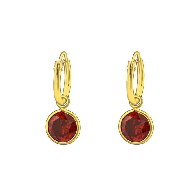 Montebello Oorbellen Aster Red - 925 Zilver Verguld - ∅6mm