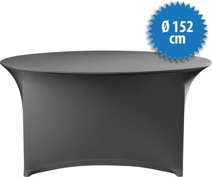 Tafelrok Stretch Ø 152 cm Incl. topcover, kleur antraciet