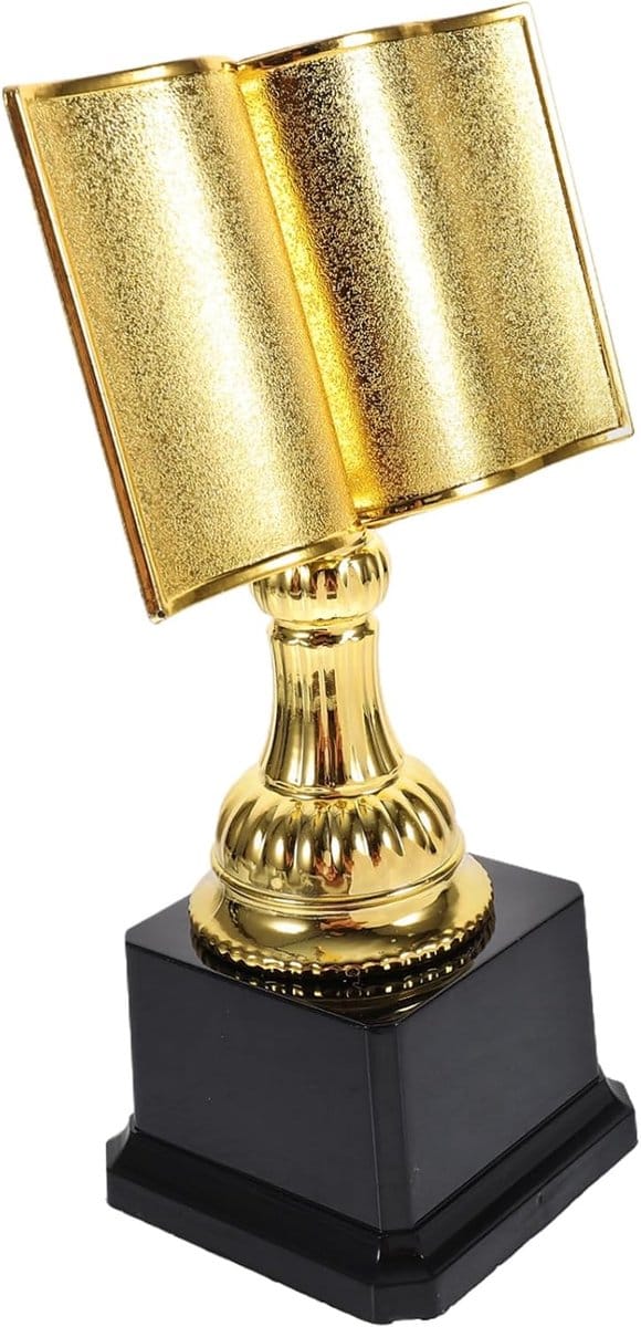 Leeswedstrijd Trofee - Prijs Beker - Kinderen Belonen - Lichtgewicht Plastic - 20 x 11 x 7.5 cm - Goudkleurig