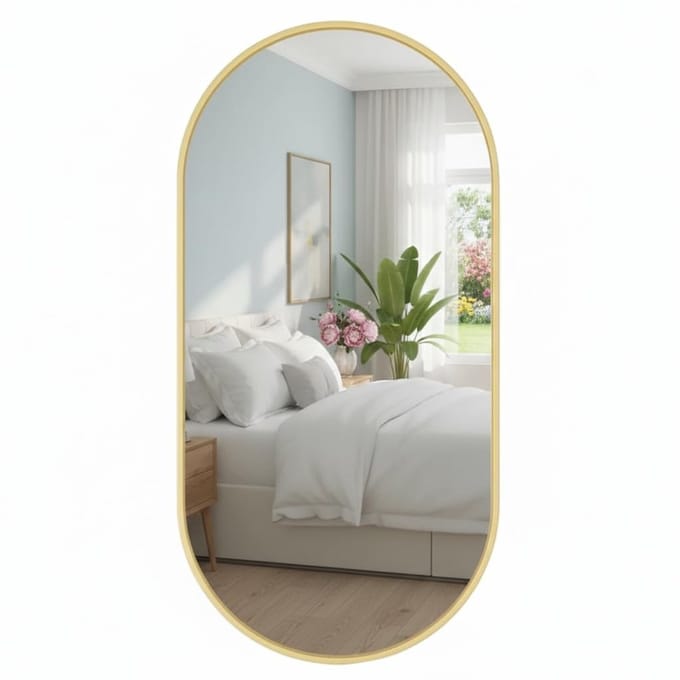 Dailygoods- Wandspiegel Ovaal - Metalen Frame - Modern Design - Wandmontage - 80 x 40 cm - Stijlvol en Functioneel - Spiegel