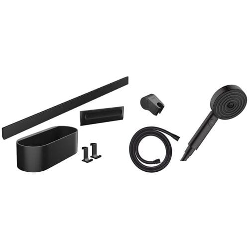 Hansgrohe WallStoris Bundle shower head 105, 3 spray modes Activation water-saving, shower rod 70 cm and accessories set 24291670
