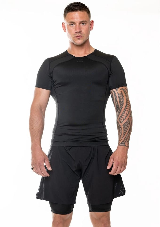 Joya Rashguard Korte Mouw - Zwart/Zwart