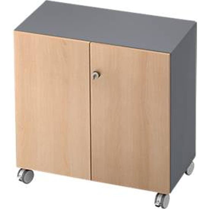 TOPAS LINE rolkast, 2 dossierhoogtes, afsluitbare deuren, grafiet/eiken decor