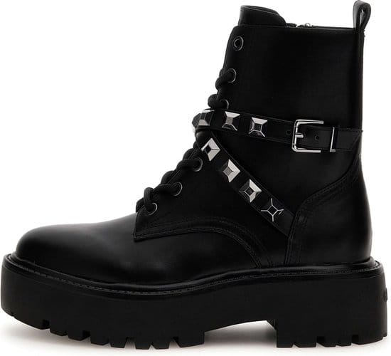 Guess - maat 40- Vaida Dames Veterboots-Laarzen - Zwart - Leder