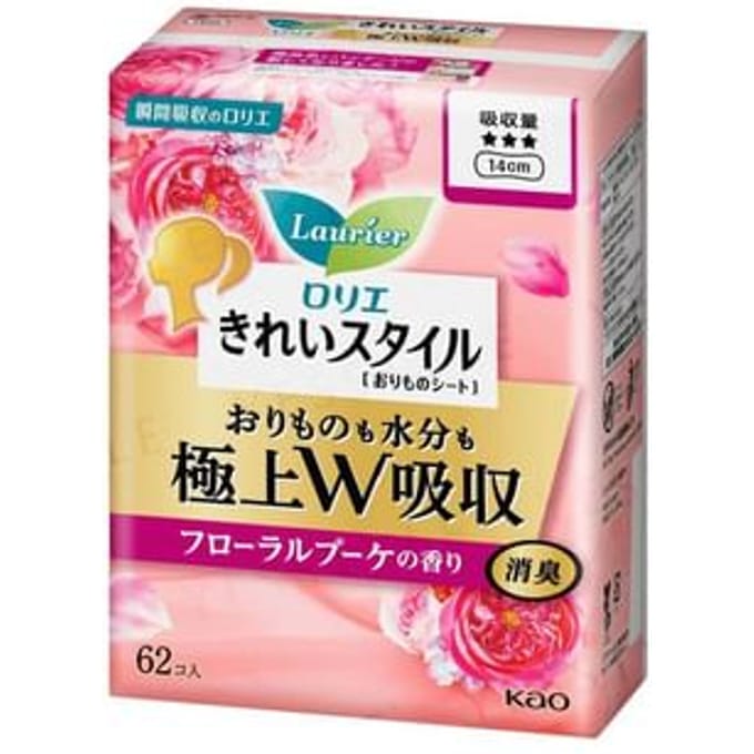 Kao - Laurier Kirei Style Super Absorption Lingerie Liner Romantic Rose 62 pcs