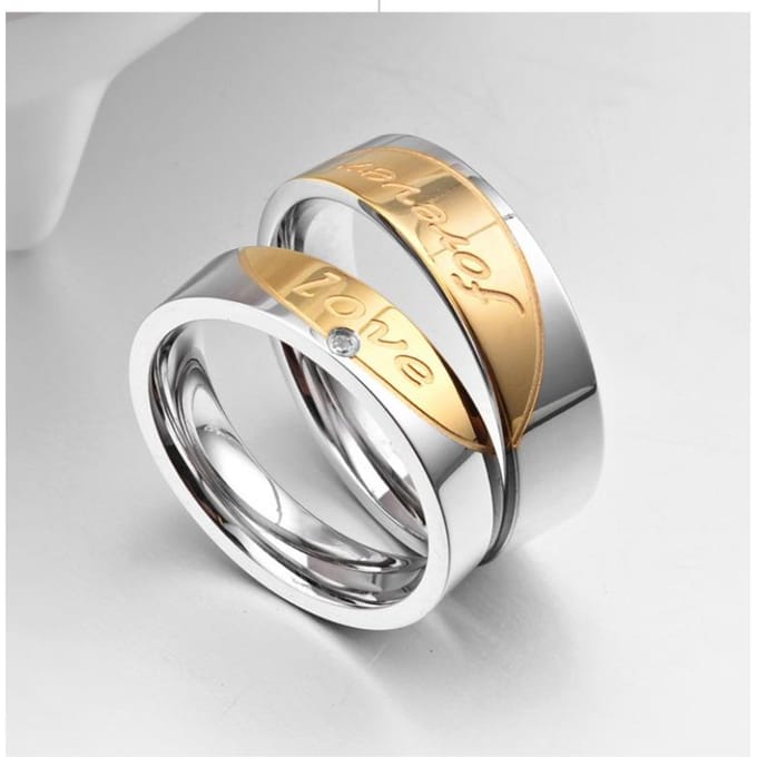 Partnerring RVS Diamantring Titanium Staal Partnerring Hartvormige Partnerring beige