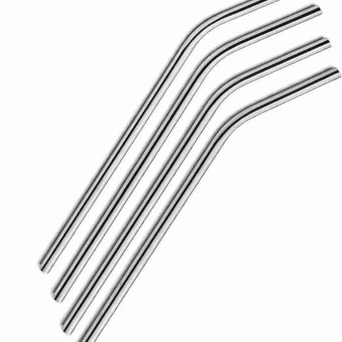 Rietjes 21 cm Herbruikbaar - Afwasbaar - 4 stuks RVS - Wasbare en Herbruikbare Drinkrietjes