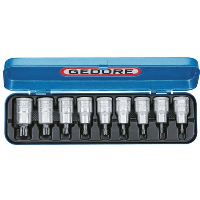 TX20 - TX60 Torx 1/2" Gedore Schroevendraaier Socket 9-delige Set
