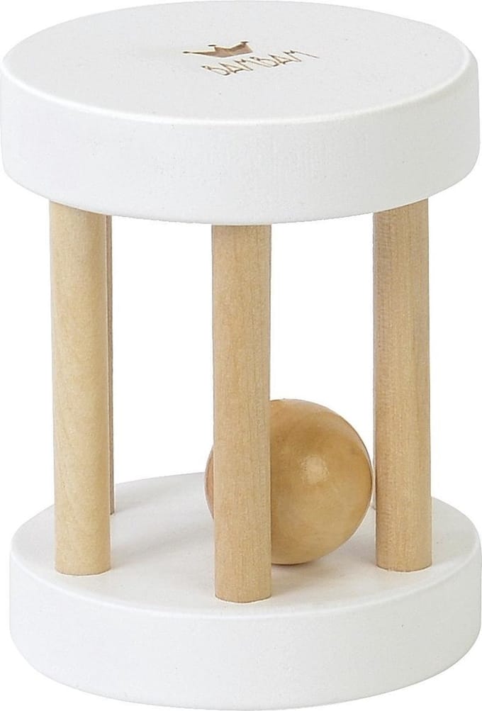 BAMBAM Houten Rammelaar - Wit - Baby cadeau