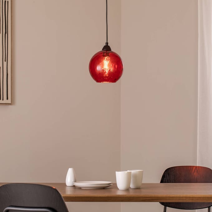 Opviq Hanglamp Benek, rood, glas, Ø 20 cm, E27