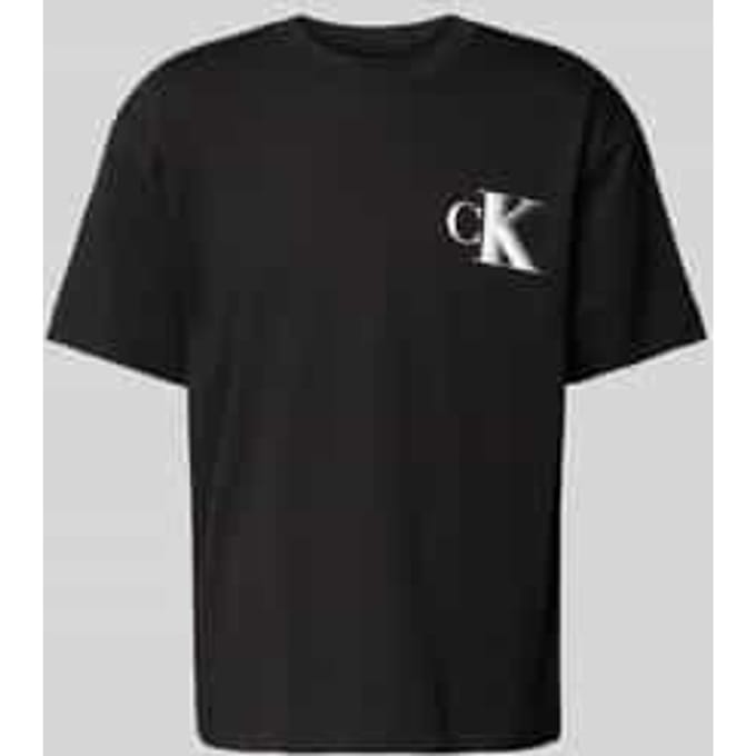 T-shirt met labelprint en ronde hals