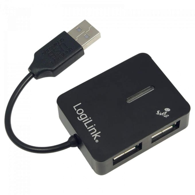 LogiLink USB 2.0 hub 4-port Smile Zwart USB hub - 4 - Zwart