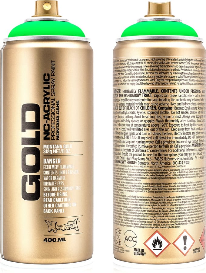 Montana GOLD Fluor Verf ZUURGROEN spuitbus 400ml