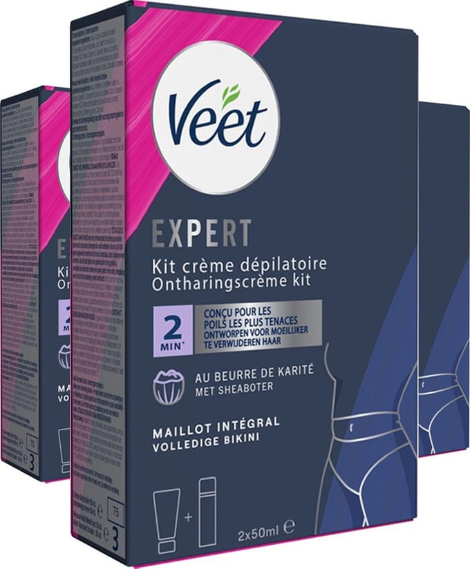 Veet - Expert - Ontharingscreme Bikini Kit 100ml (2 x 50ml) - 3 Stuks - Voordeelverpakking