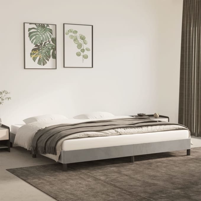 vidaXL - Bedframe - zonder - matras - 200x200 - cm - fluweel - lichtgrijs