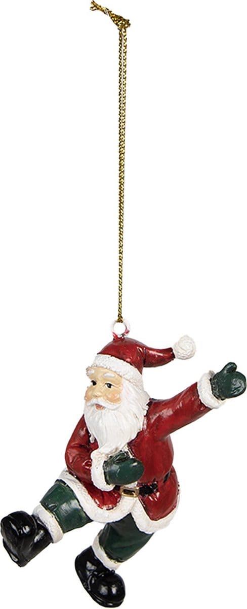 Clayre & Eef Kersthanger Kerstman 8 cm Rood Polyresin