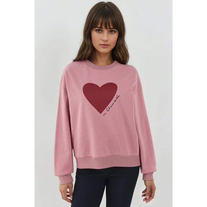 Bedrukt Crew Neck Verhoogd Sweatshirt