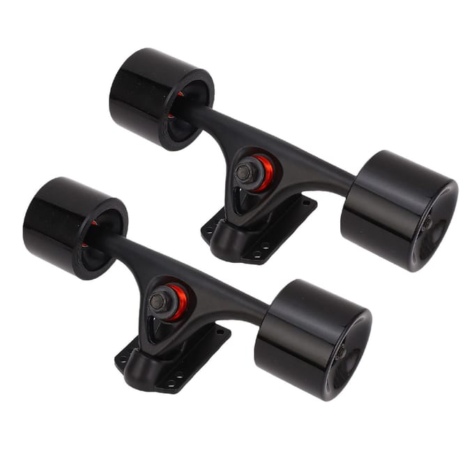 2 stuks 7 inch Skateboard Trucks met Wielen 65x51mm Longboard Trucks Wielen Combo Set Aluminiumlegering black