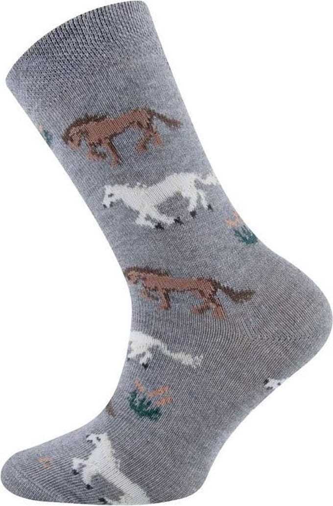 Kindersokken Grijs met Paarden - 23/26