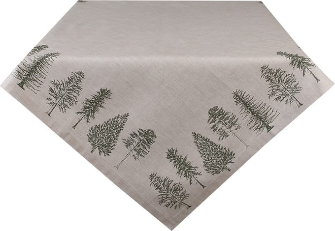 Clayre & Eef Tafelkleed 100x100 cm Beige Groen Katoen Dennenbomen