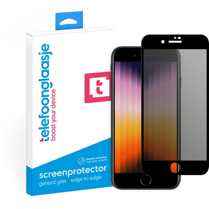 iPhone SE (2022) Privacy screenprotector gehard glas Edge to Edge