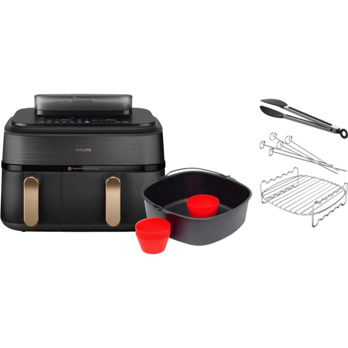 Philips 5000 Series Dual Basket NA552/00 + Dubbellaagse kookset + Bakmeesterset