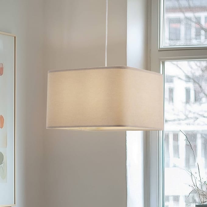 Maco Design Kwadro hanglamp, beige, 40 x 40 cm, velours stof