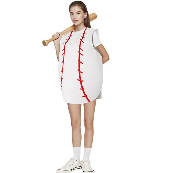 Baseball cos spons kostuum maskerade optreedkostuum Adult One Size wit