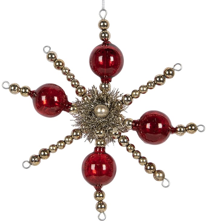 Clayre & Eef Kersthanger 18x3x18 cm Rood Glas