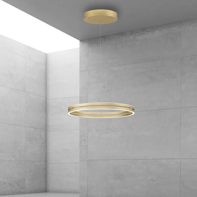 LED hanglamp PURE E-Loop, ivoorgoud, Ø 70 cm, aluminium, CCT