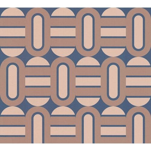 RETRO BEHANG | Grafisch - blauw bruin beige - A.S. Création Retro Chic