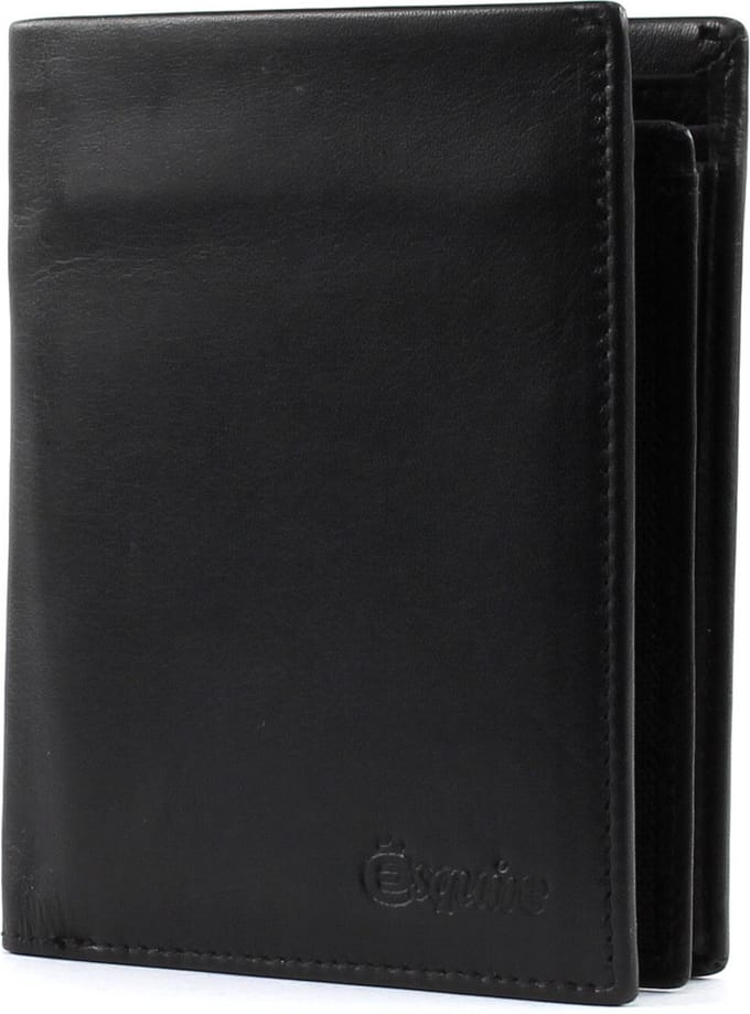 Esquire Leren Portemonnee New Silk Wallet High Black Zwart
