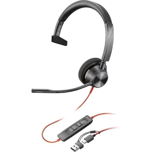 HP Poly Blackwire C3310-M On Ear headset Kabel Mono Zwart Ruisonderdrukking (microfoon), Noise Cancelling Headset, Volumeregeling, Microfoon
